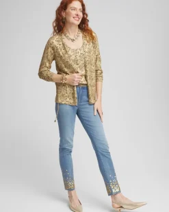 Foil Print Long-sleeve Cardigan