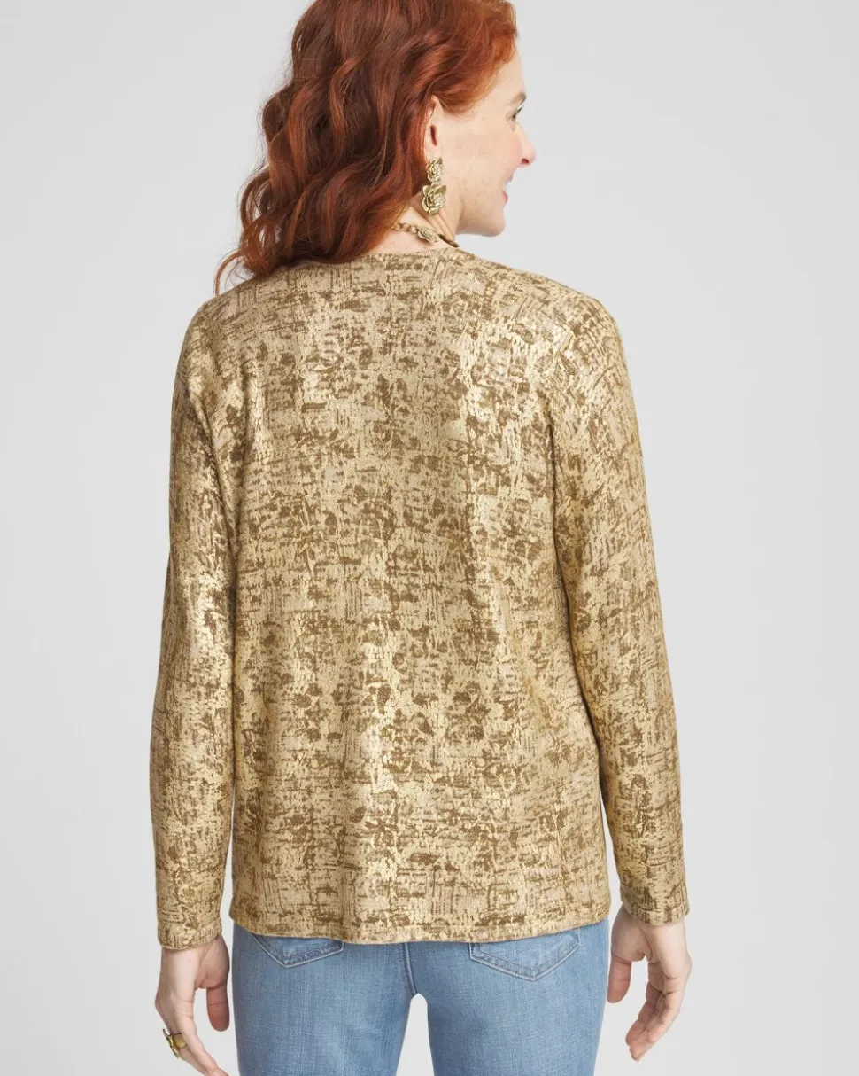 Foil Print Long-sleeve Cardigan