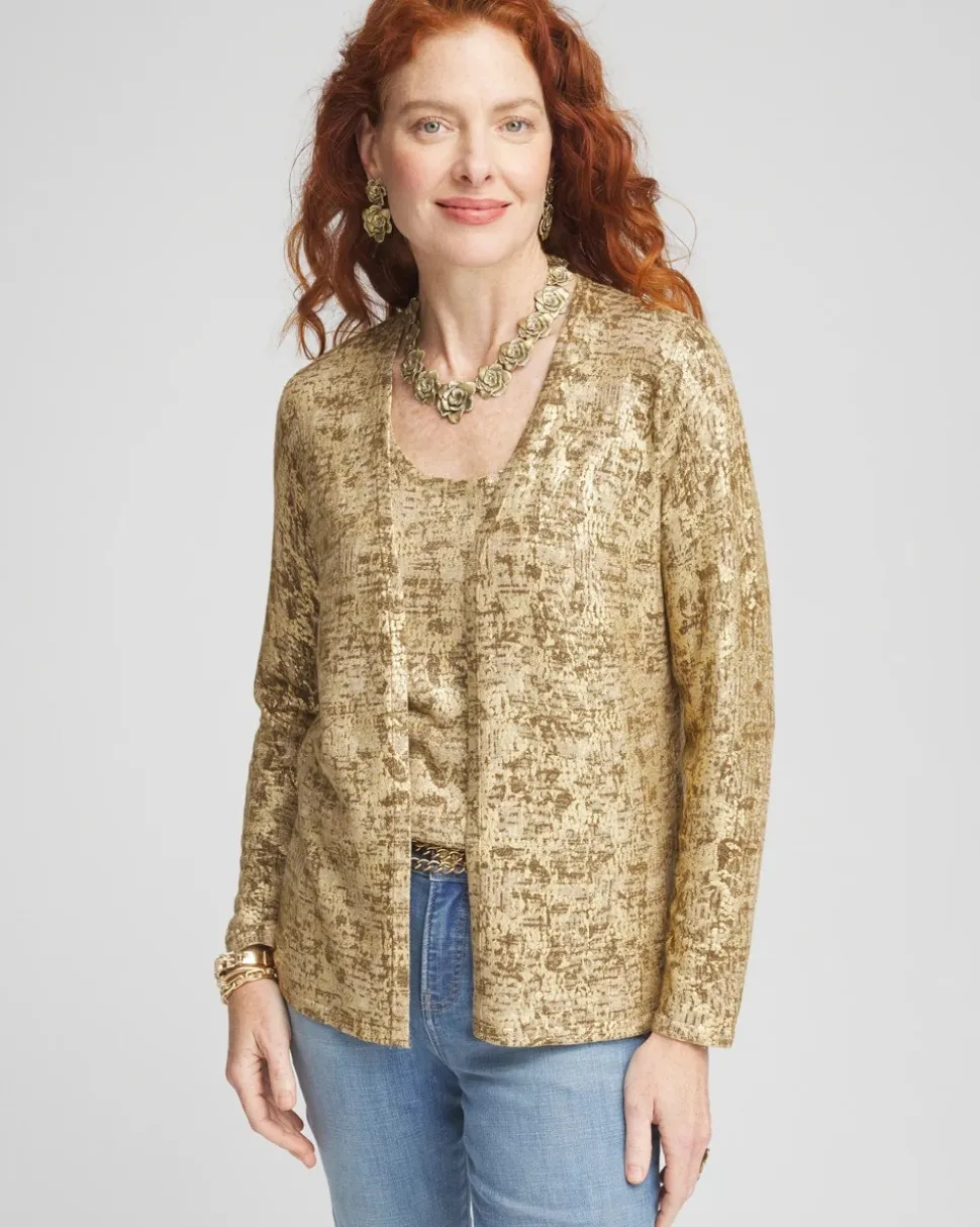 Foil Print Long-sleeve Cardigan