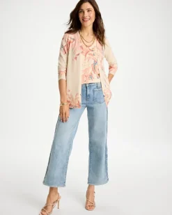 Frayed Contrast Girlfriend Wide Crop Jeans