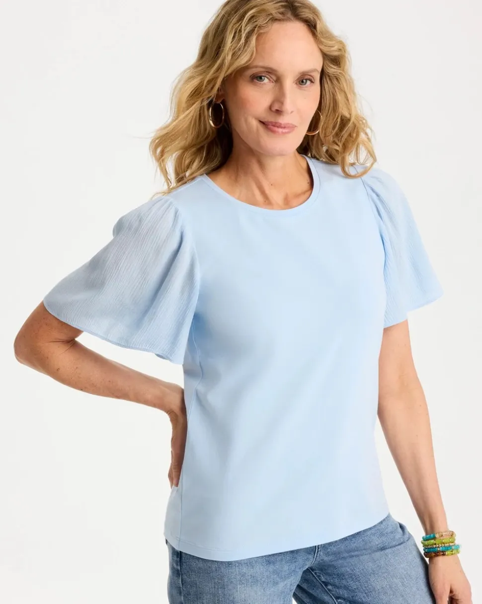 Gauze Sleeve Soft-Stretch Tee