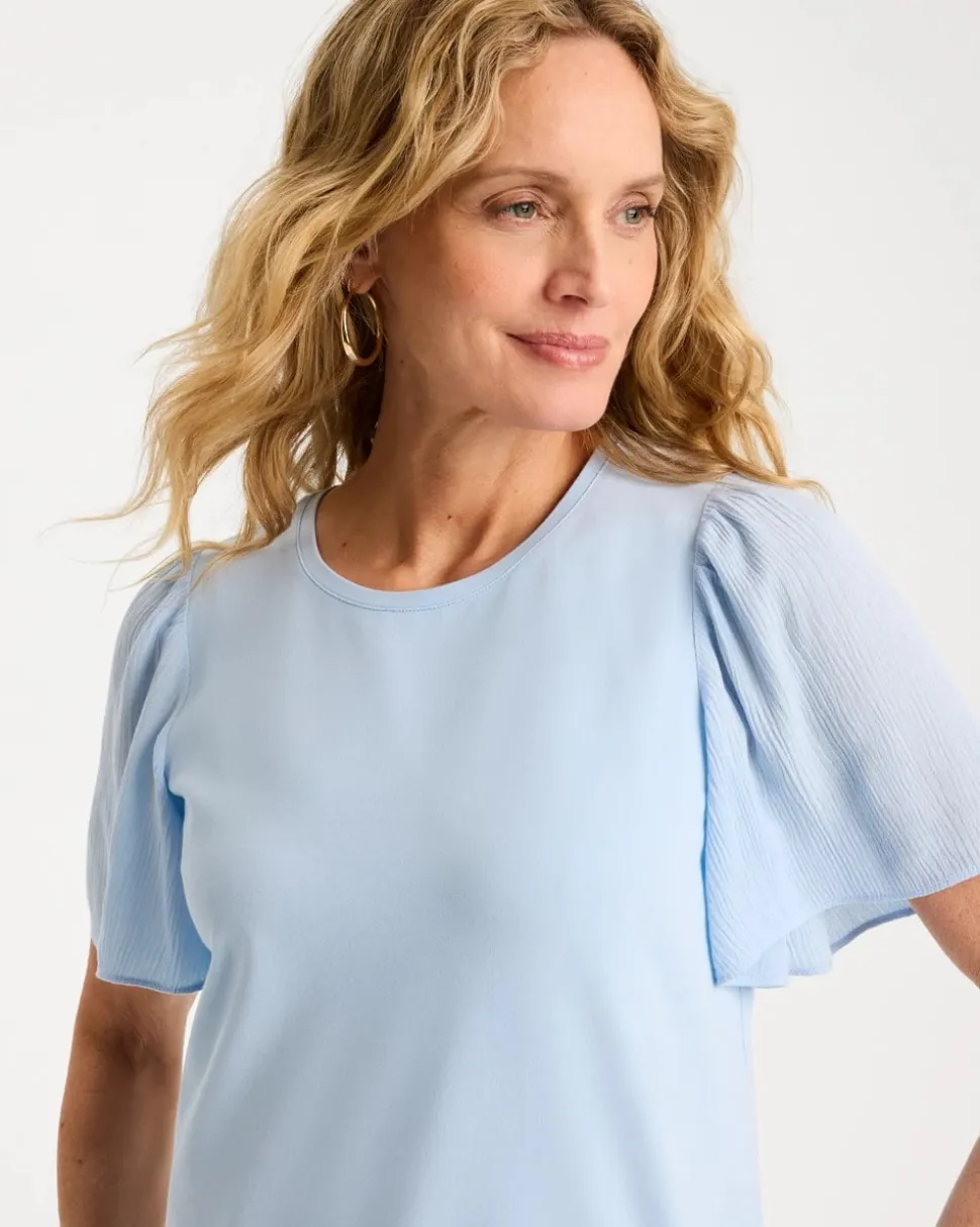 Gauze Sleeve Soft-Stretch Tee