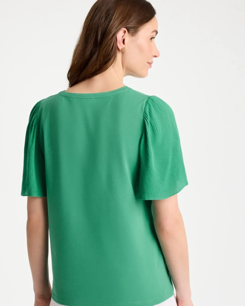 Gauze Sleeve Soft-Stretch Tee
