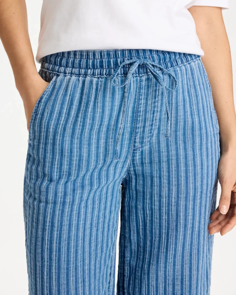 Gauze Striped Wide Crop Jean