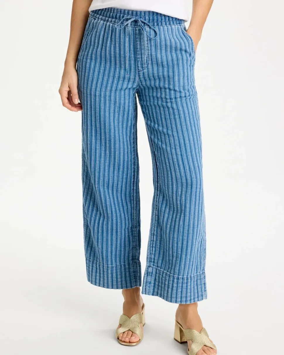 Gauze Striped Wide Crop Jean