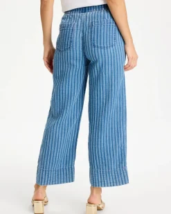 Gauze Striped Wide Crop Jean