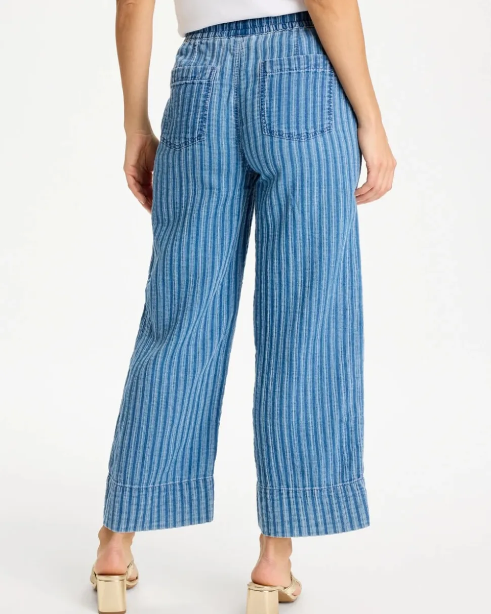 Gauze Striped Wide Crop Jean