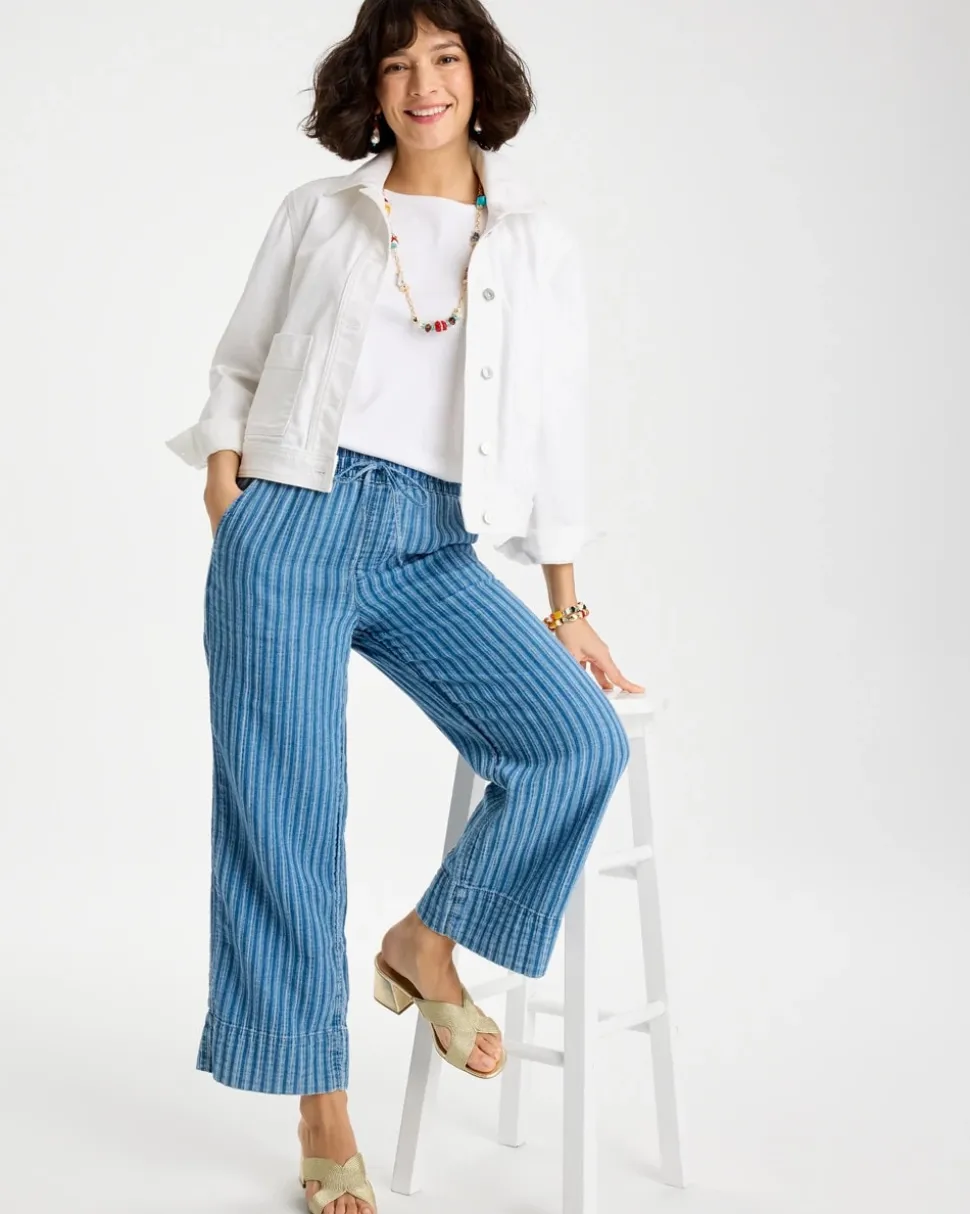 Gauze Striped Wide Crop Jean