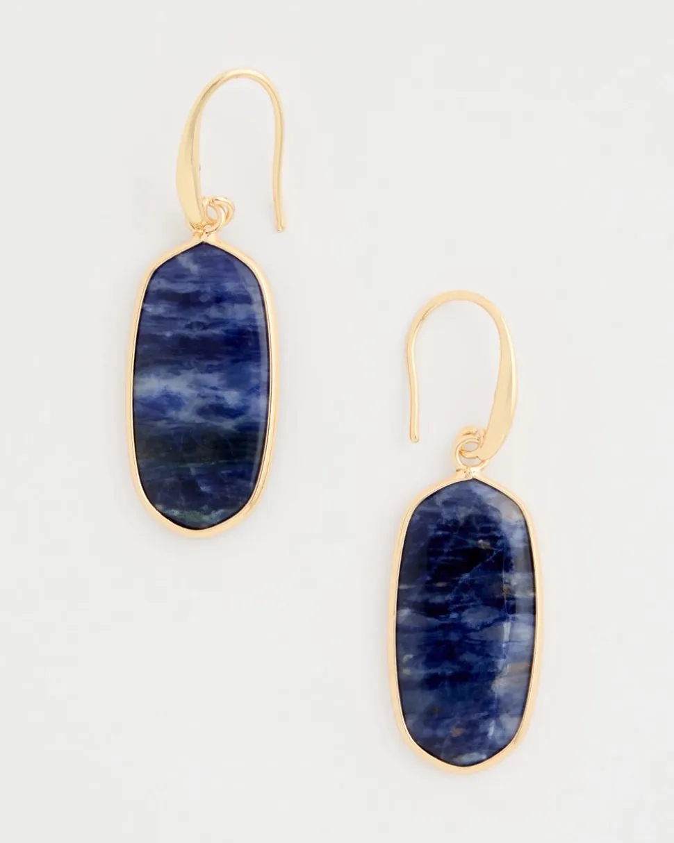 Genuine Lapis Lazuli Stone Drop Earrings