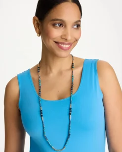 Genuine Stone Beaded Long Necklace