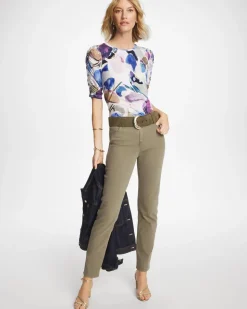 Geo Blur Ruched Sleeve Tee