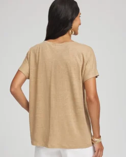 Geo Embroidered Linen Tee