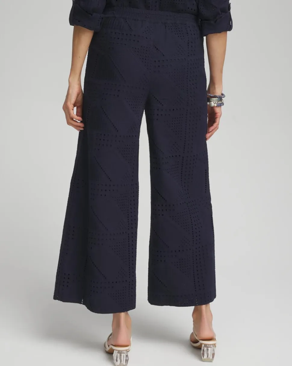 Geo Eyelet Soft Cropped Pants