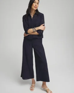 Geo Eyelet Soft Cropped Pants