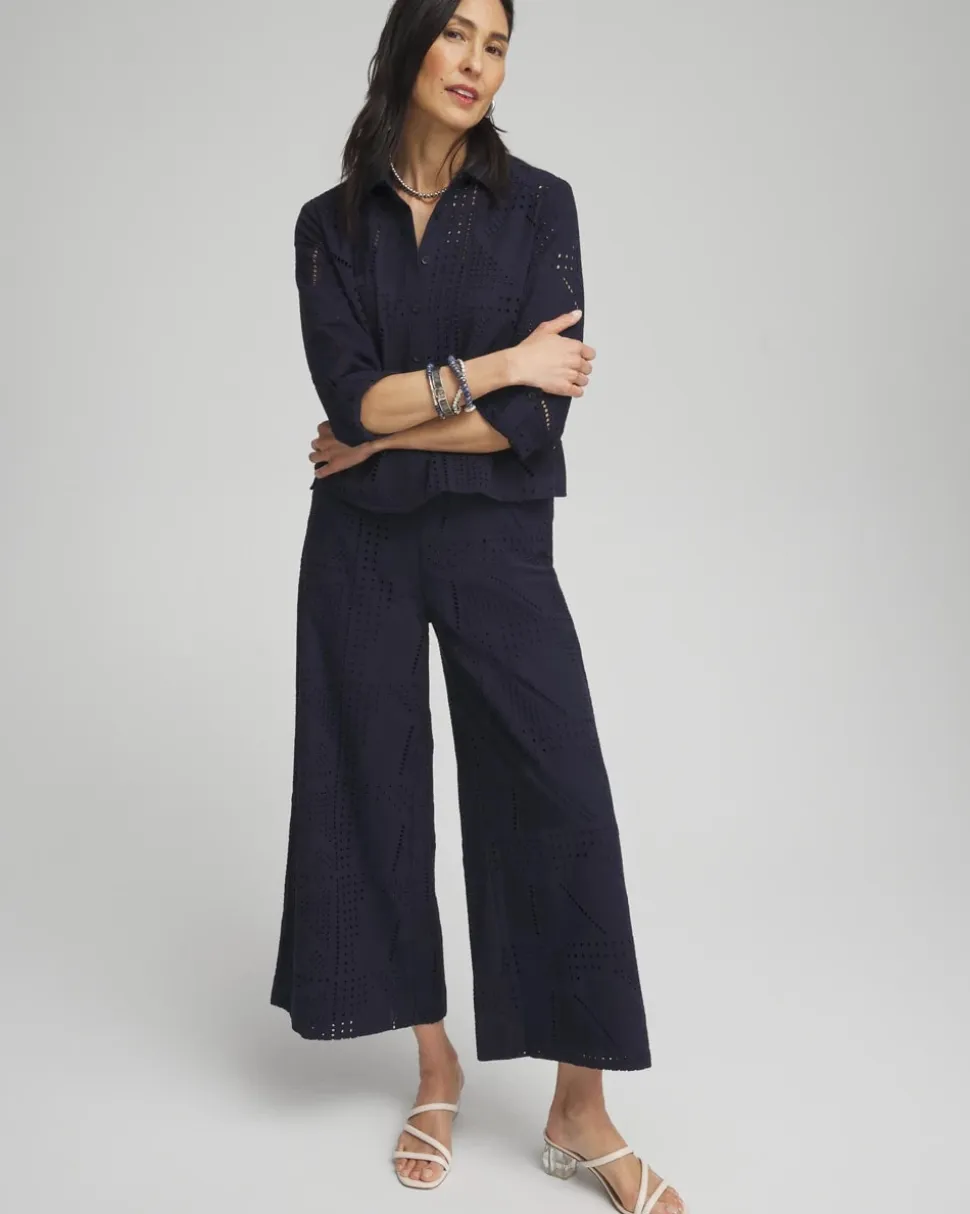 Geo Eyelet Soft Cropped Pants