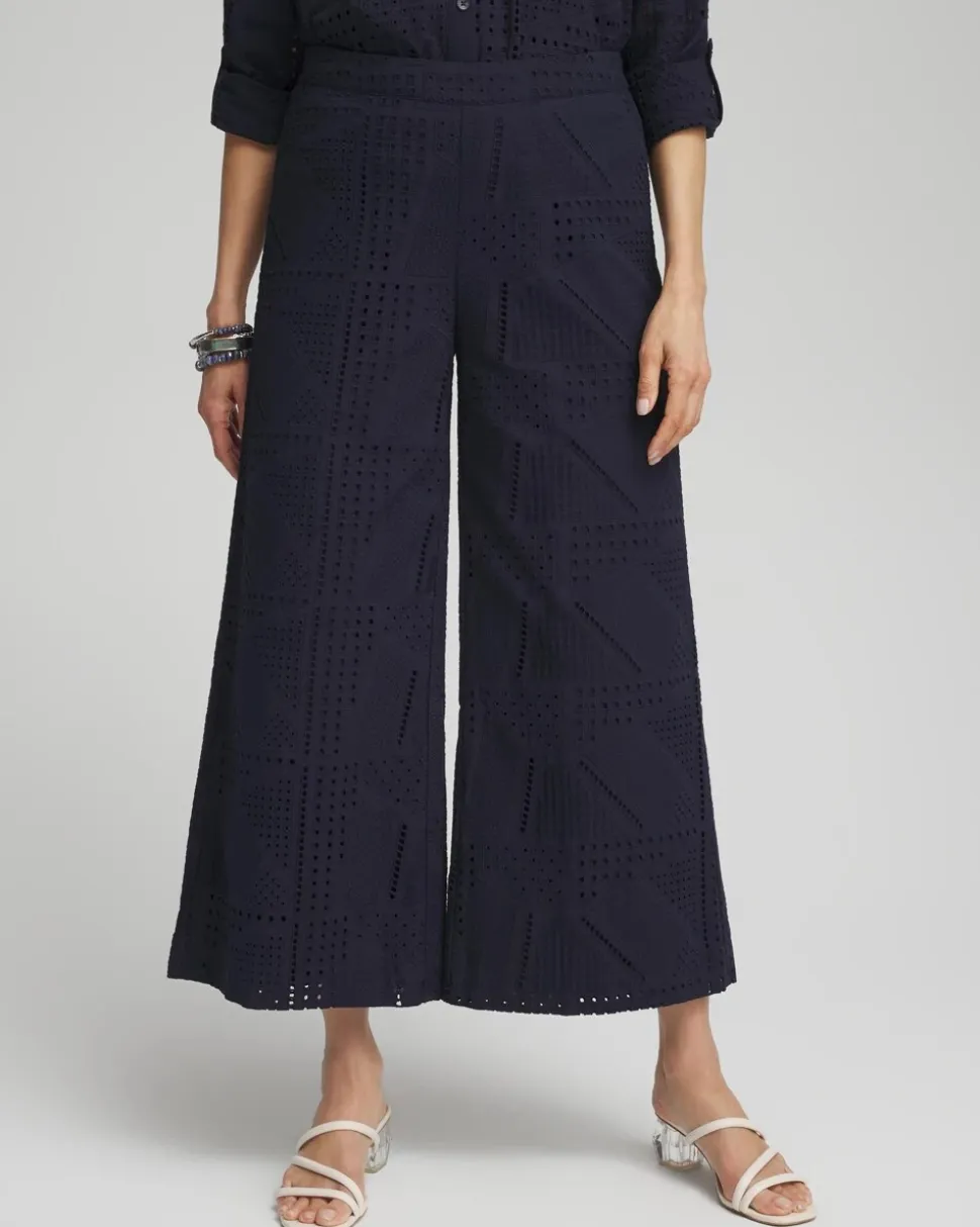 Geo Eyelet Soft Cropped Pants