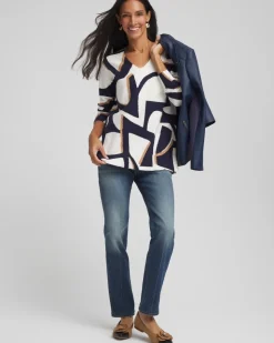 Geo Intarsia V-Neck Tunic