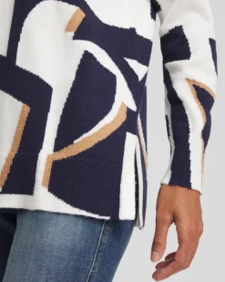 Geo Intarsia V-Neck Tunic