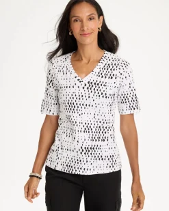 Geo Print Pima V-Neck Tee