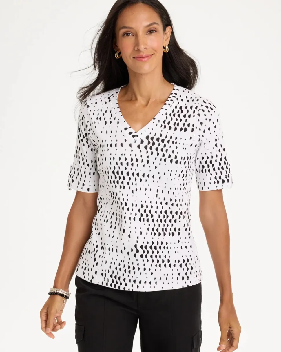 Geo Print Pima V-Neck Tee