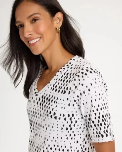 Geo Print Pima V-Neck Tee