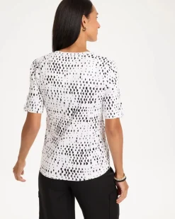 Geo Print Pima V-Neck Tee