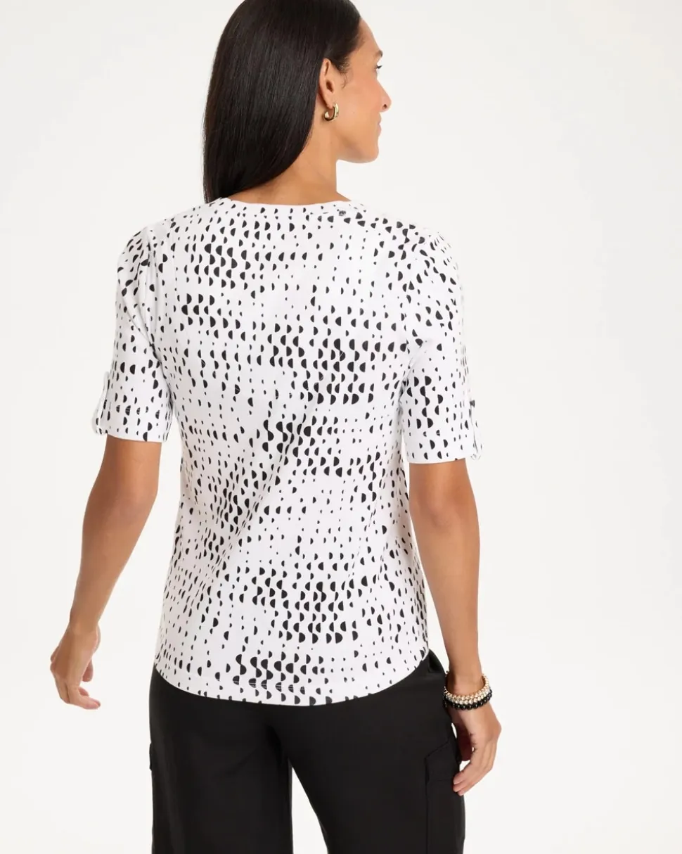 Geo Print Pima V-Neck Tee