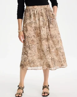 Georgette Python Animal Print Pull-On Skirt