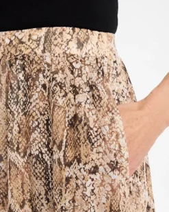 Georgette Python Animal Print Pull-On Skirt