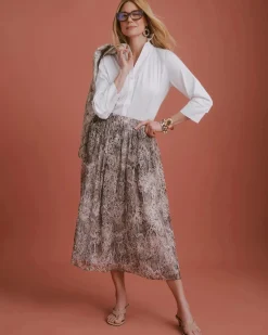 Georgette Python Animal Print Pull-On Skirt