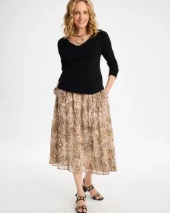 Georgette Python Animal Print Pull-On Skirt