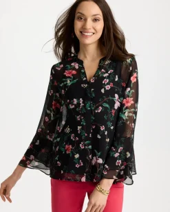 Georgette Ruffled Cuff Blouse