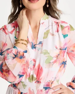 Georgette Trapunto Pullover Dress