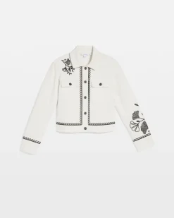 Ginkgo Embroidered Denim Jacket