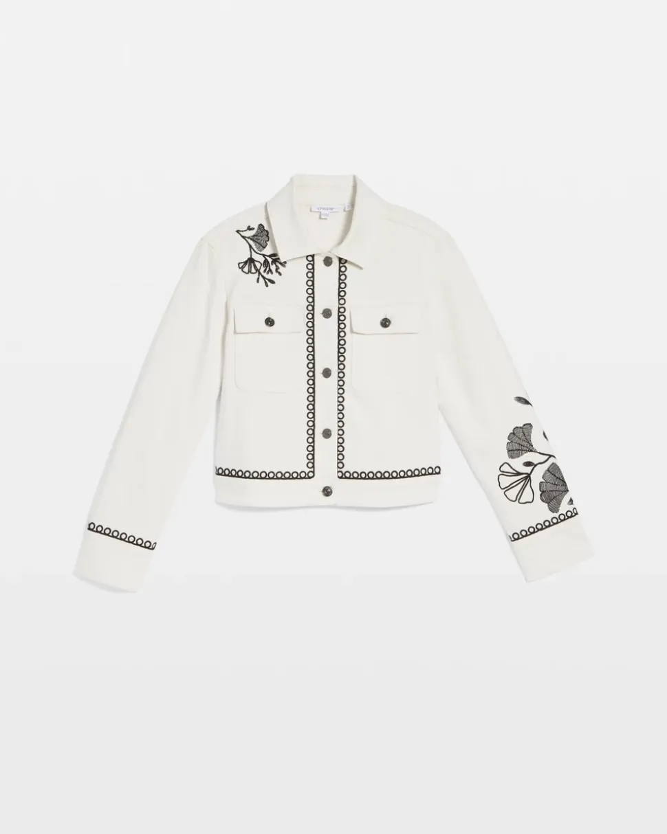 Ginkgo Embroidered Denim Jacket