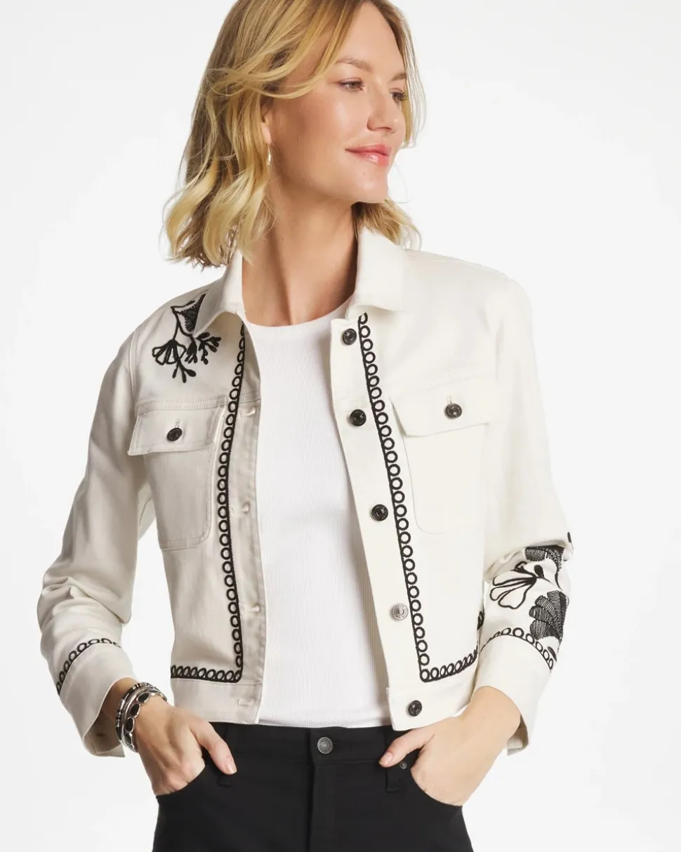 Ginkgo Embroidered Denim Jacket