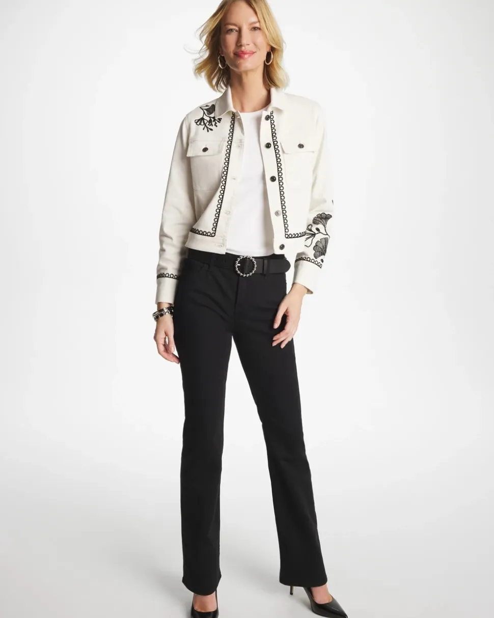 Ginkgo Embroidered Denim Jacket