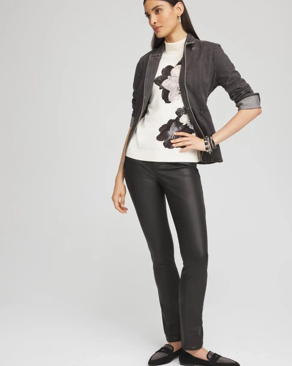 Girlfriend Coated Slim Leg Jeans