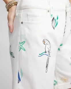 Girlfriend Cuffed Swing Denim Shorts