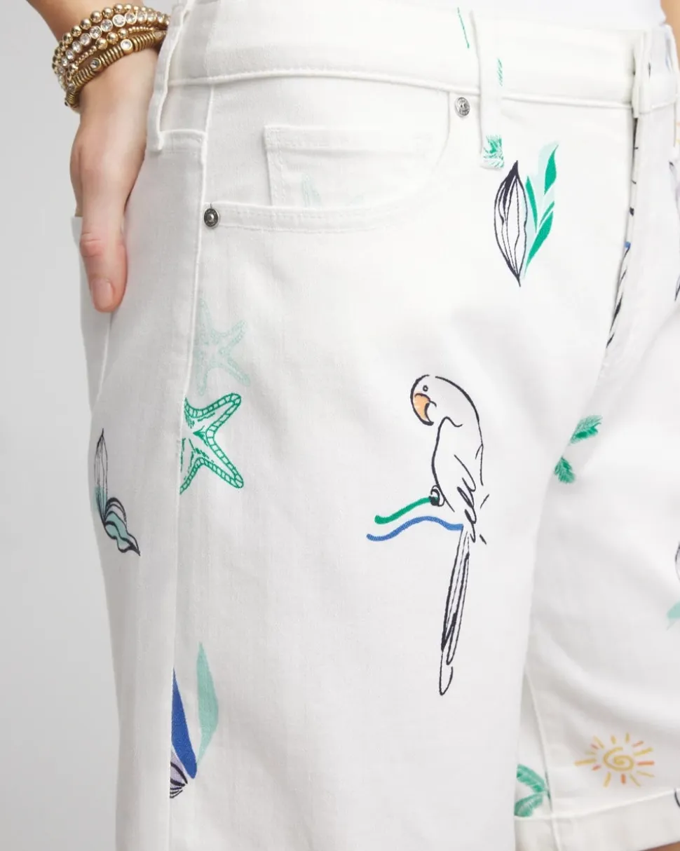 Girlfriend Cuffed Swing Denim Shorts