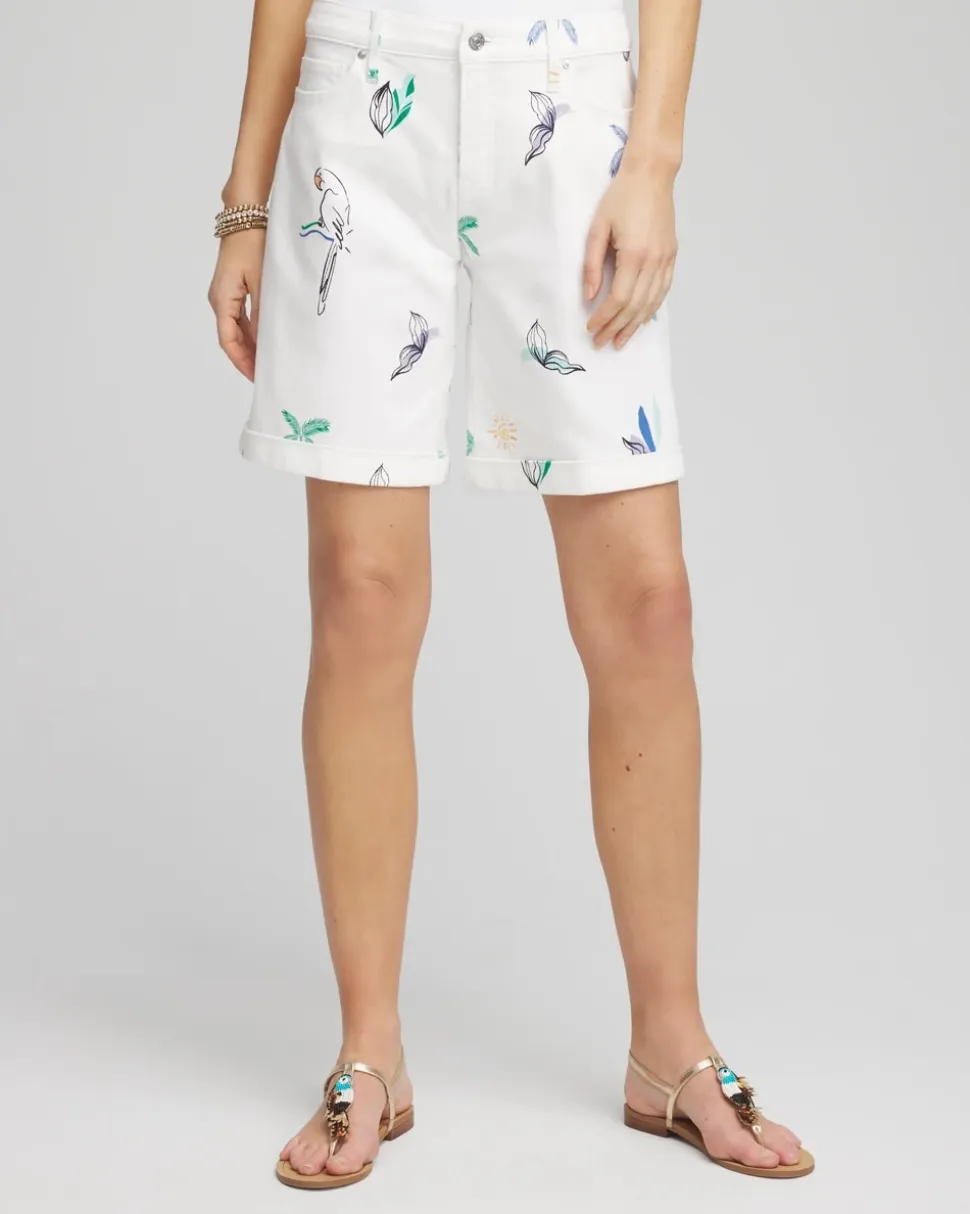 Girlfriend Cuffed Swing Denim Shorts