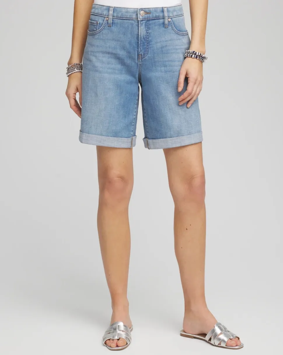 Girlfriend Cuffed Swing Denim Shorts