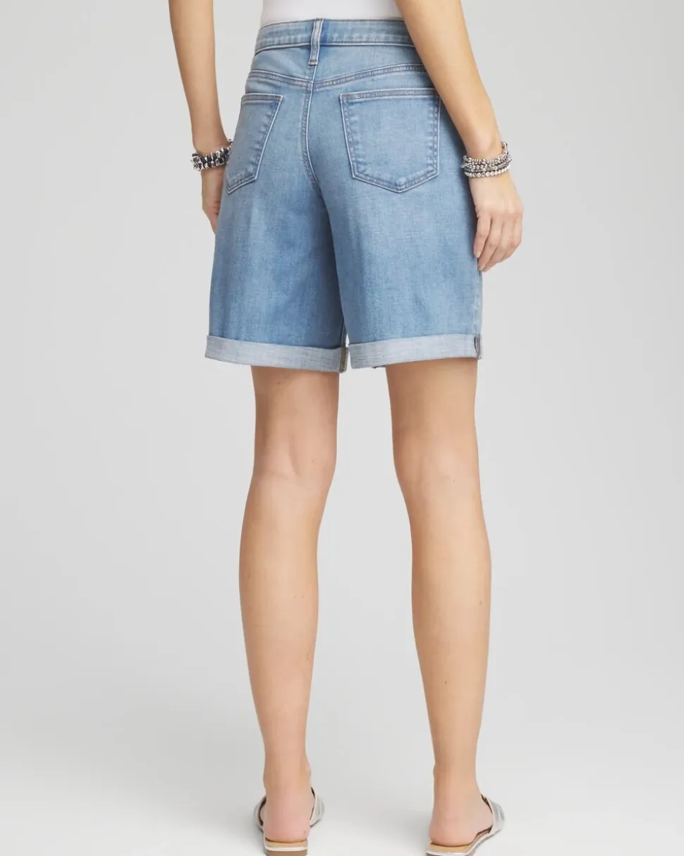 Girlfriend Cuffed Swing Denim Shorts