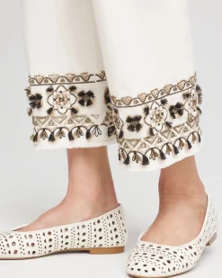 Girlfriend Embroidered Kick Flare Jeans