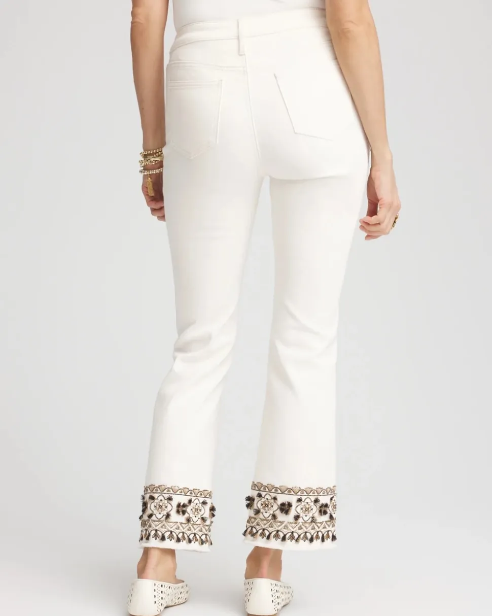 Girlfriend Embroidered Kick Flare Jeans