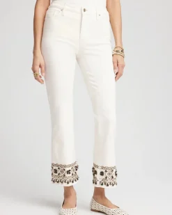 Girlfriend Embroidered Kick Flare Jeans