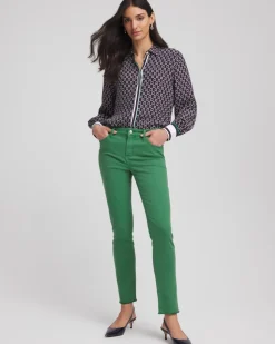 Girlfriend Fray Hem Ankle Jeans
