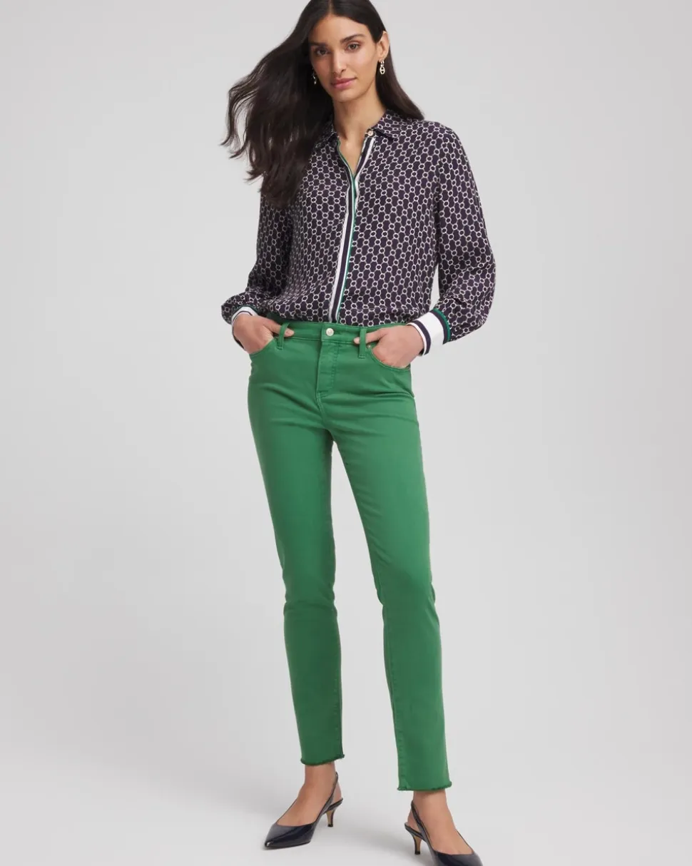 Girlfriend Fray Hem Ankle Jeans