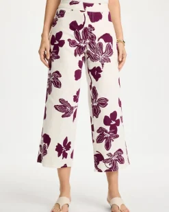Girlfriend Pull-On Printed Wide Crop Jeans