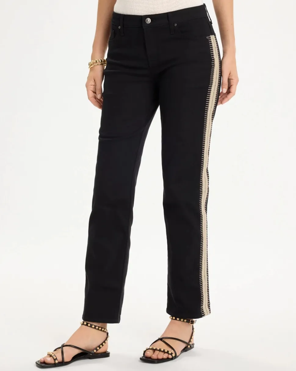 Girlfriend Seam Detail Straight Ankle Jeans